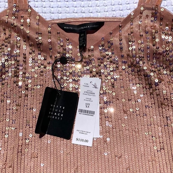 NWT White House Black Market Antique Blush Amelie Sequin Cami - Picture 3 of 8